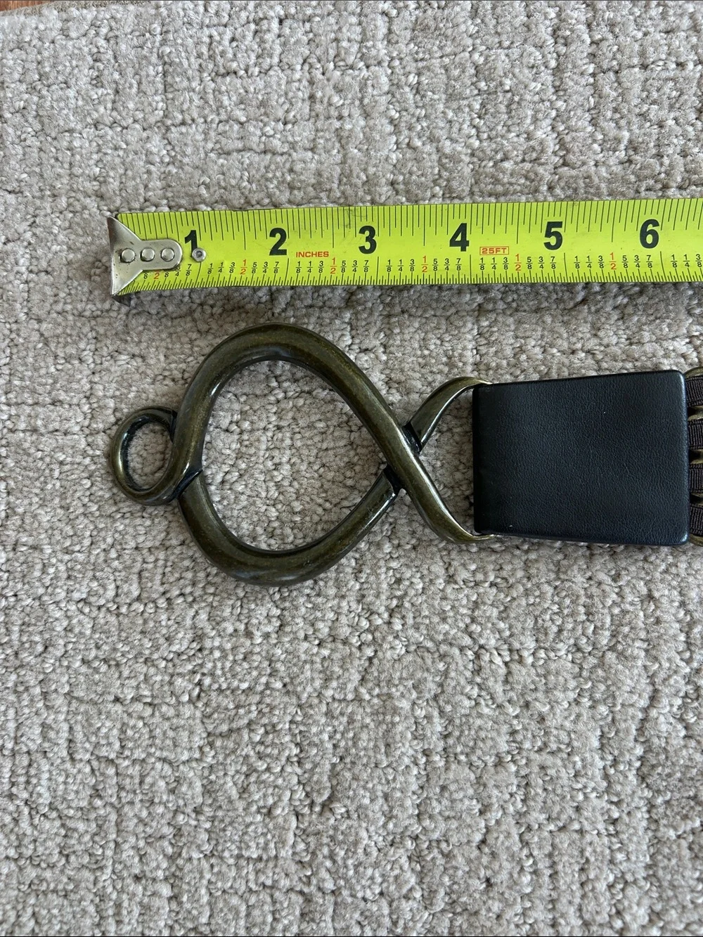 Suzi Roher Black and Antique Gold Chain-Link Stretch Belt